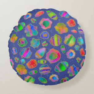 Crystalline Riverbed Winter Blue Round Pillow