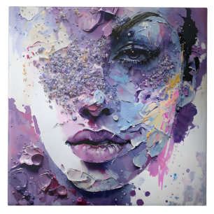 "Crystalline Silence" – A Purple Portrait Tile
