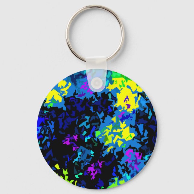 Crystallized Paint Splatter - Cool Colours Keychain (Front)