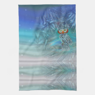 Crystallized Winter Fashion Owl Kitchen Towel