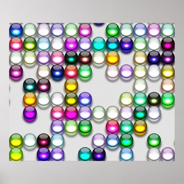 Crystals Art Random Colours Balls 12 x 10 Poster (Front)
