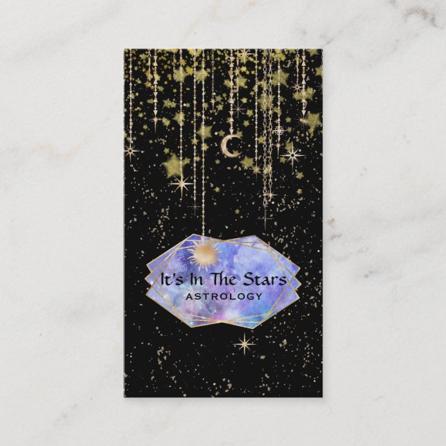 *~* Crystals Cosmos Astrology Stars Moon Luna Business Card (Front)