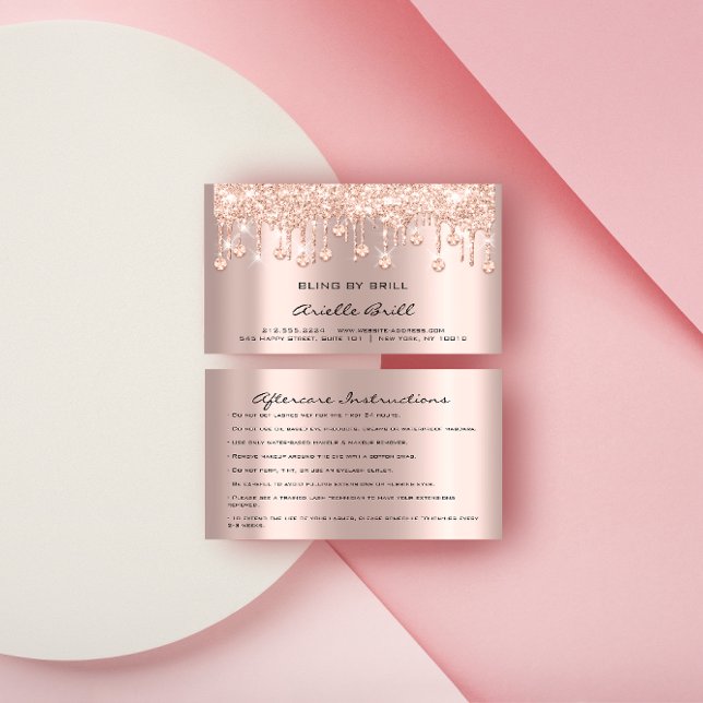 Crystals Drips Rose Spark Bling Aftercare Business Card (Crystals Drips Rose Spark Bling Aftercare Business Card)