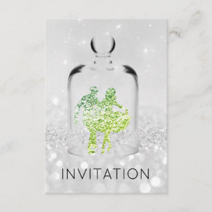 Crystals HoeDown Country Party Grey Green Glitter Invitation