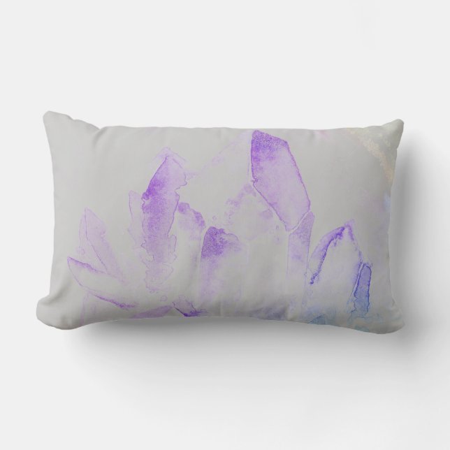 *~* Crystals Modern Abstract Watercolor New Age Lumbar Pillow (Front)