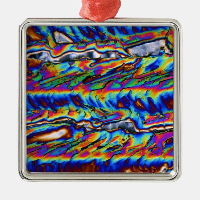 Crystals of zinc acetate under the microscope metal ornament (Front)