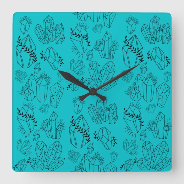 Crystals Square Wall Clock (Front)