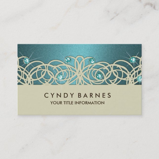 Crystals turquoises et Carte de visite dentelle (Devant)