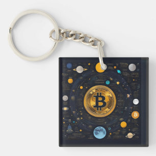 Crytpo - Bitcoin shirt - Moon time AI Keychain