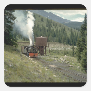 CS 2-8-0 #641. (train;tree;branch;clouds;)_Trains Square Sticker