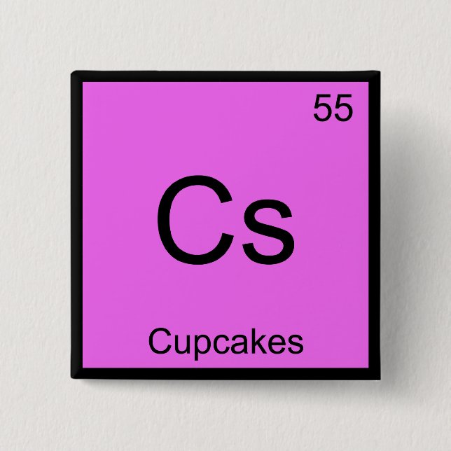 Cs - Cupcakes Chemistry Element Symbol Dessert Tee 2 Inch Square Button (Front)