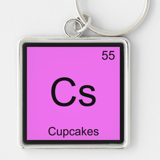 Cs - Cupcakes Chemistry Element Symbol Dessert Tee Keychain (Front)