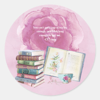 CS Lewis Tea & Book Quote Classic Round Sticker