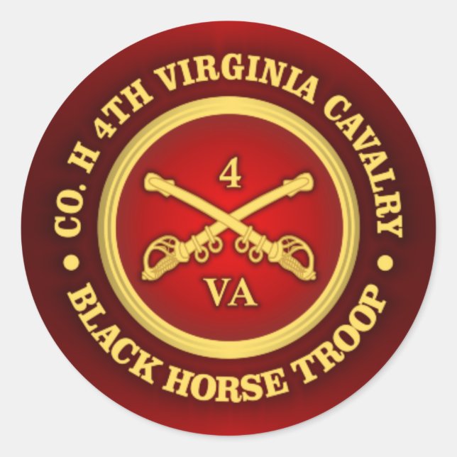 CSC -4th Virginia Cavalry (Black Horse Troop) Classic Round Sticker (Front)