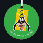 CSEU499012.ai Metal Ornament<br><div class="desc">Stay cool and keep smiling with this vibrant, high-energy Goofy design! Featuring the beloved Goofy rocking a pair of sleek black shades and a classic lime-green hat, this artwork captures the ultimate "summer state of mind." Set against a bold, tilted sunny yellow background, the high-contrast colors and thick white "sticker-style"...</div>