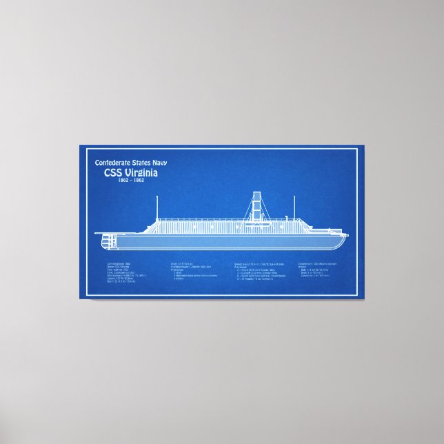 CSS Virginia - Ship Blueprint Plans ABD Canvas Print (Front)