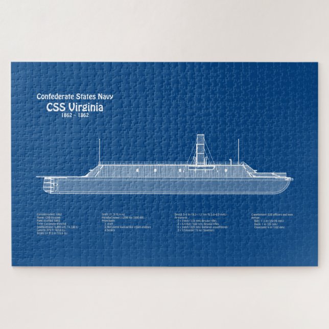 CSS Virginia - Ship Blueprint Plans ABD Jigsaw Puzzle (Horizontal)