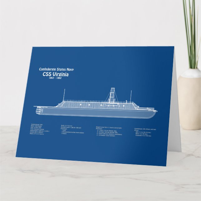 CSS Virginia - Ship Blueprint Plans ABD Thank You Card (Front)