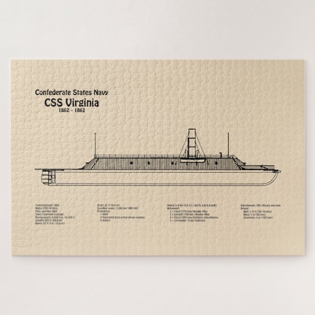 CSS Virginia - Ship Blueprint Plans SD Jigsaw Puzzle (Horizontal)