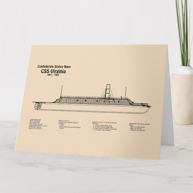 CSS Virginia - Ship Blueprint Plans SD Thank You Card (Front)