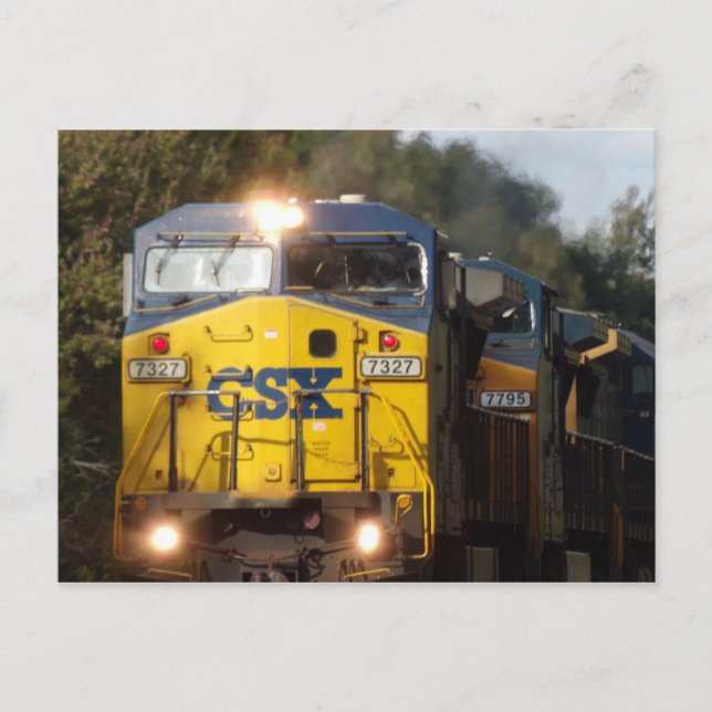 CSX Blue Train Engine Postcard (Front)