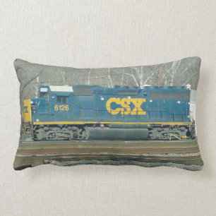CSX Engine and Crossing Signal Pillow. Lumbar Pillow