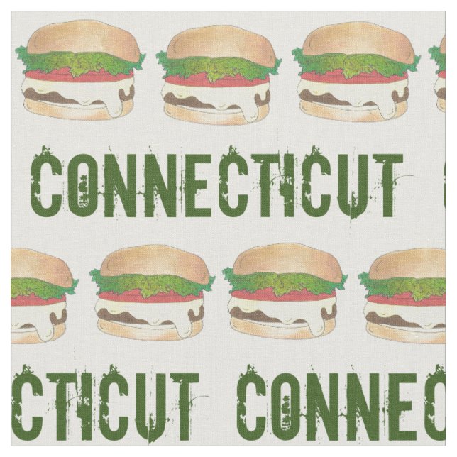 CT Connecticut Steamed Cheese Burger Cheeseburger Fabric (Close Up)