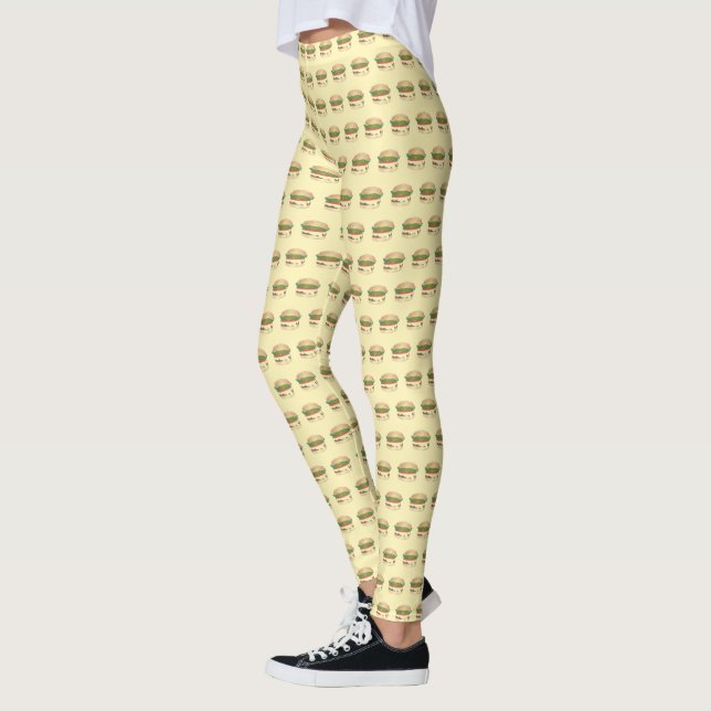CT Connecticut Steamed Cheese Burger Cheeseburger Leggings (Left)