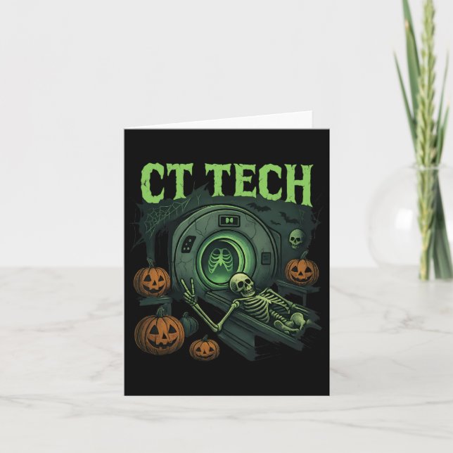 Ct Tech Skeleton Funny Halloween Mri Technician Ra Card (Front)