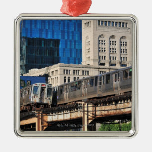 CTA rapid transit Orange Line and Green Line Metal Ornament