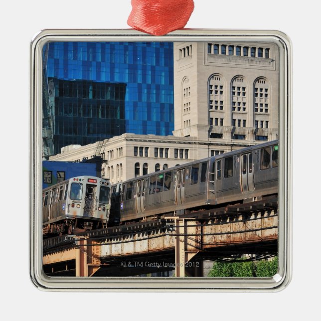 CTA rapid transit Orange Line and Green Line Metal Ornament (Front)