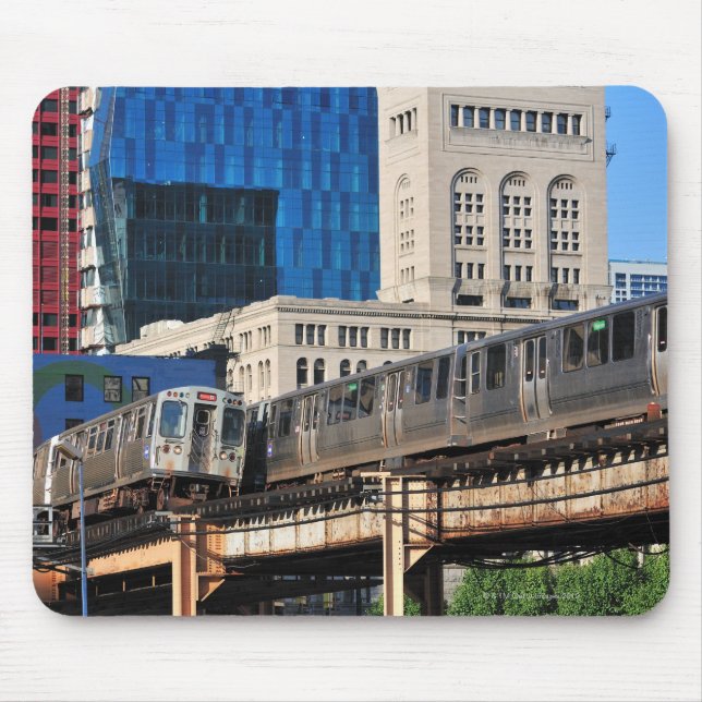 CTA rapid transit Orange Line and Green Line Mouse Pad (Front)