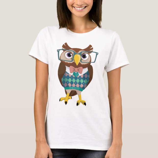 Cte Nerdy Glasses Owl T-Shirt (Front)