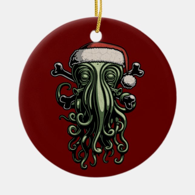 Cthulhu Claus Ceramic Ornament (Front)