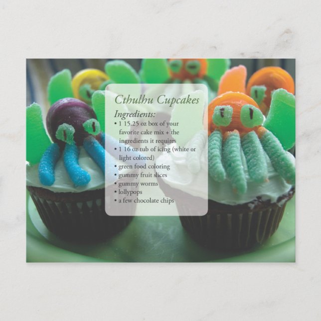 Cthulhu Cupcakes Recipe Card Postcard (Front)