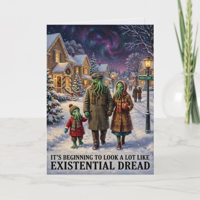 Cthulhu Dark Christmas Existential Dread Card (Front)