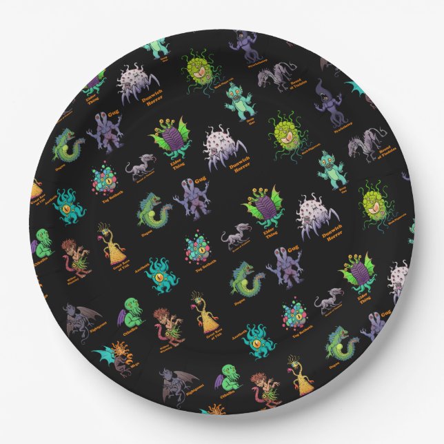 Cthulhu Lovecraft Mythos Chibi Bestiary Paper Plate (Front)
