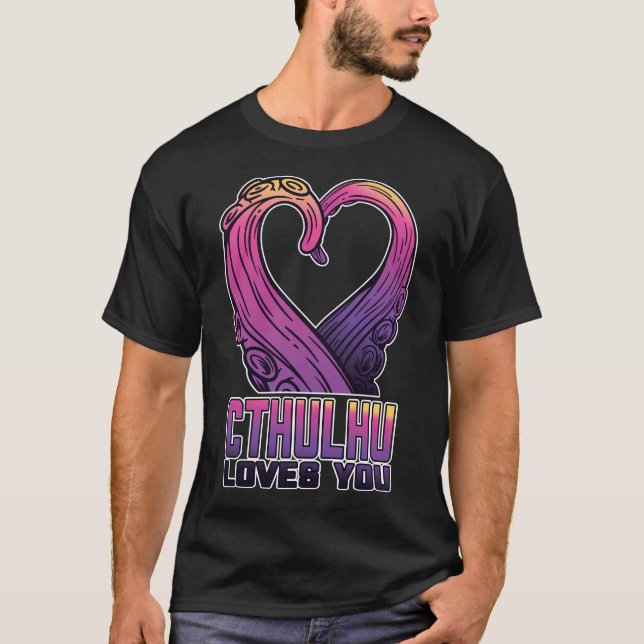 Cthulhu Loves You Tentacles Lovecraft T-Shirt (Front)