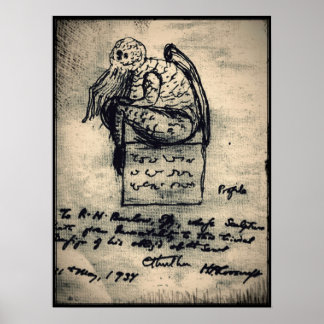 Cthulhu original sketch by HP Lovecraft Poster