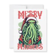 Cthulhu Père Noël Joyeux Regard de folie Carte XMA