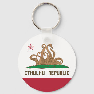 Cthulhu Republic California Flag Lovecraft Keychain