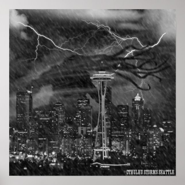 Cthulhu Storms Poster Seattle (Devant)