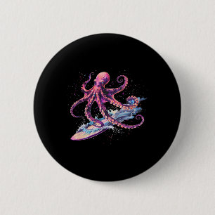 Cthulhu Surfing Octopus Lover Sea Monster Ocean Se 2 Inch Round Button