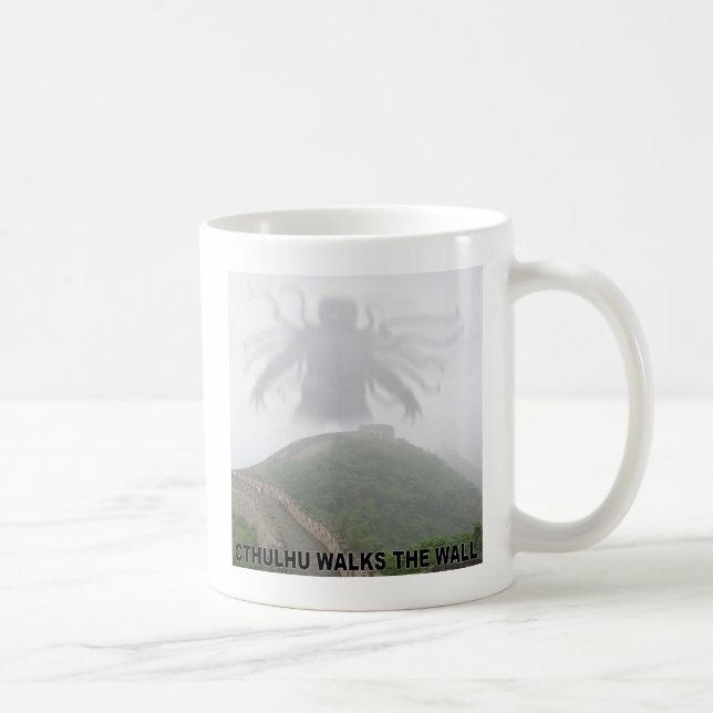 Cthulhu walks the great wall of China Coffee Mug (Right)