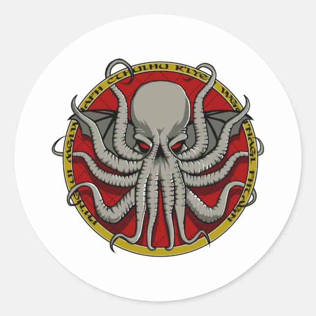 Cthulu Crest Classic Round Sticker (Front)