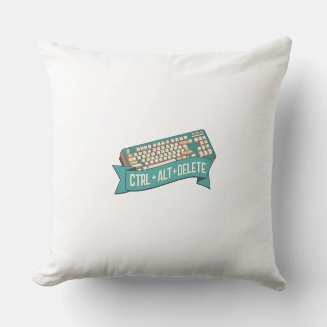 CTRL+ALT+DELETE Computer Tech Humour Throw Pillow (Front)
