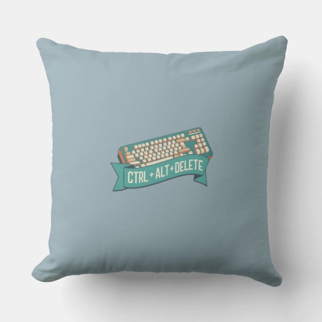CTRL+ALT+DELETE Computer Tech Humour Throw Pillow (Front)