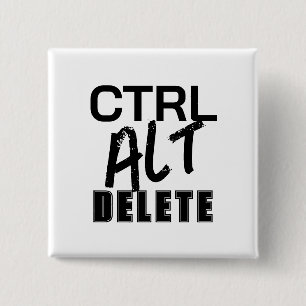 CTRL ALT DELETE square  2 Inch Square Button