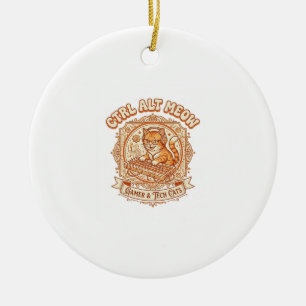 Ctrl Alt Meow Cat Gamer Tech Vintage Vector Art Sh Ceramic Ornament
