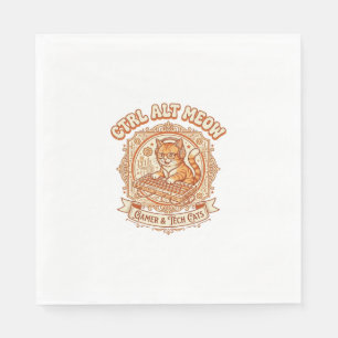 Ctrl Alt Meow Cat Gamer Tech Vintage Vector Art Sh Napkin